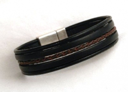 Feines Lederarmband in schwarz