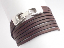 Leder Armband Wickelarmband 3fach schwarz  Ankerverschluß 